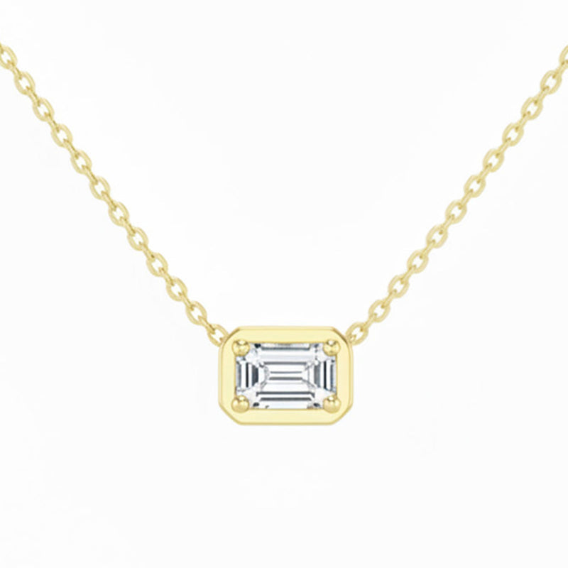 SPECIAL! .41ct G SI 14kt Yellow Gold Emerald Cut Diamond Pendant Necklace 16+2" Long