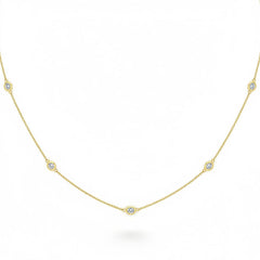 SPECIAL! .38ct G SI 14kt Yellow Gold Oval Diamond Bezel Set Station Pendant Necklace 16+2" Long