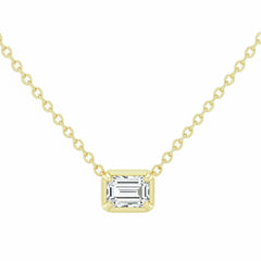 SPECIAL! .39ct G SI 14kt Yellow Gold Emerald Cut Diamond Solitaire Pendant Necklace 18" Long