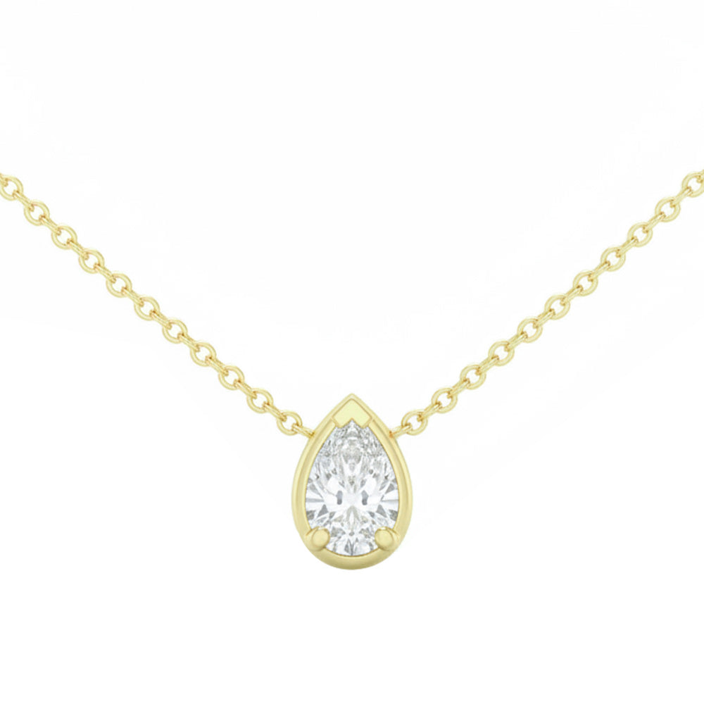 SPECIAL! .25ct G SI 14kt Yellow Gold Pear Cut Diamond Solitaire Pendant Necklace 16+2" Long