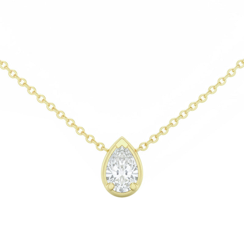 SPECIAL! .25ct G SI 14kt Yellow Gold Pear Cut Diamond Solitaire Pendant Necklace 16+2" Long