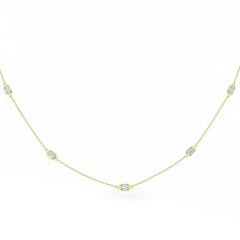SPECIAL! .53ct G SI 14kt Yellow Gold Bezel Set Emerald Cut Diamond Station Pendant Necklace 16+2" Long