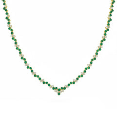 SPECIAL! 3.59ct G SI 14kt Yellow Gold Diamond & Emerald Gemstone Necklace 16" Long