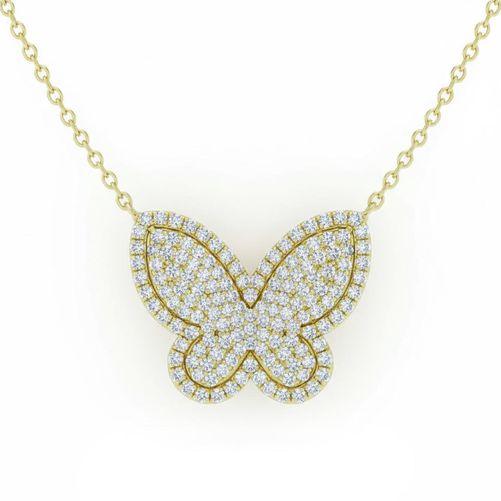 SPECIAL! .25ct G SI 14kt Yellow Gold Diamond Butterfly Pendant Necklace 18" Long