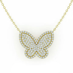 SPECIAL! .25ct G SI 14kt Yellow Gold Diamond Butterfly Pendant Necklace 18" Long