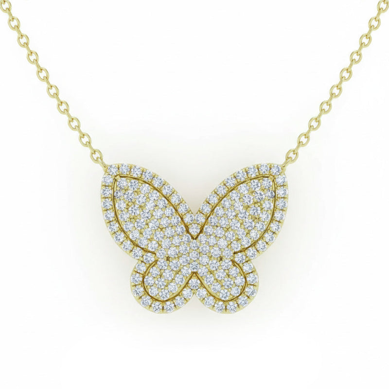 SPECIAL! .25ct G SI 14kt Yellow Gold Diamond Butterfly Pendant Necklace 18" Long
