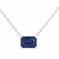 SPECIAL! 1.52ct G SI 14kt White Gold Blue Sapphire Gemstone Soliaire Pendant Necklace 18" Long