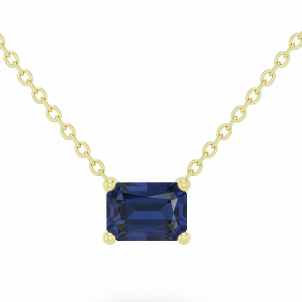 SPECIAL! 1.58ct G SI 14kt Yellow Gold Blue Sapphire Gemstone Solitaire Pendant Necklace 18" Long