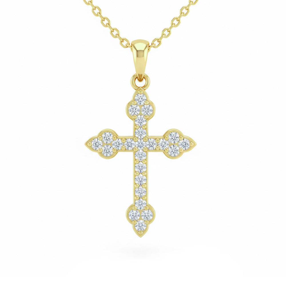 SPECIAL! .22ct G SI 14kt Yellow Gold Diamond Cross Pendant Necklace 18" Long