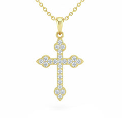 SPECIAL! .22ct G SI 14kt Yellow Gold Diamond Cross Pendant Necklace 18" Long