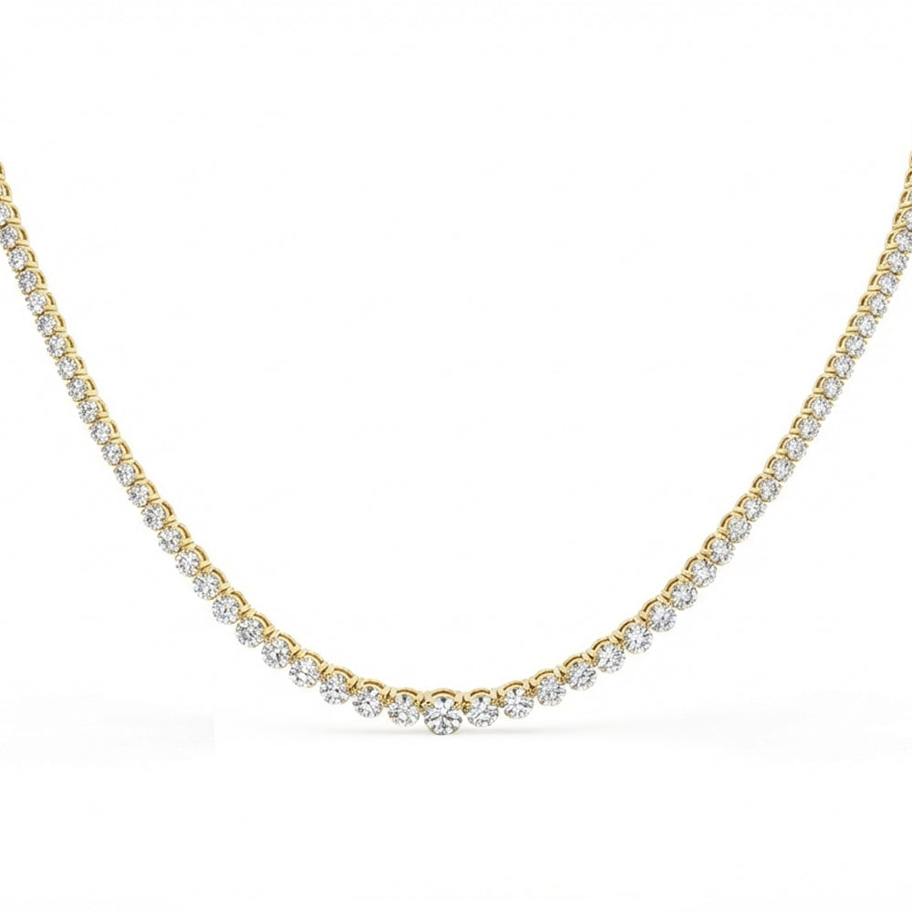 SPECIAL! 4.22ct G SI 14kt Yellow Gold Round Diamond Graduated Tennis Necklace 16" Long