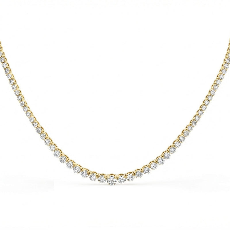 SPECIAL! 4.22ct G SI 14kt Yellow Gold Round Diamond Graduated Tennis Necklace 16" Long