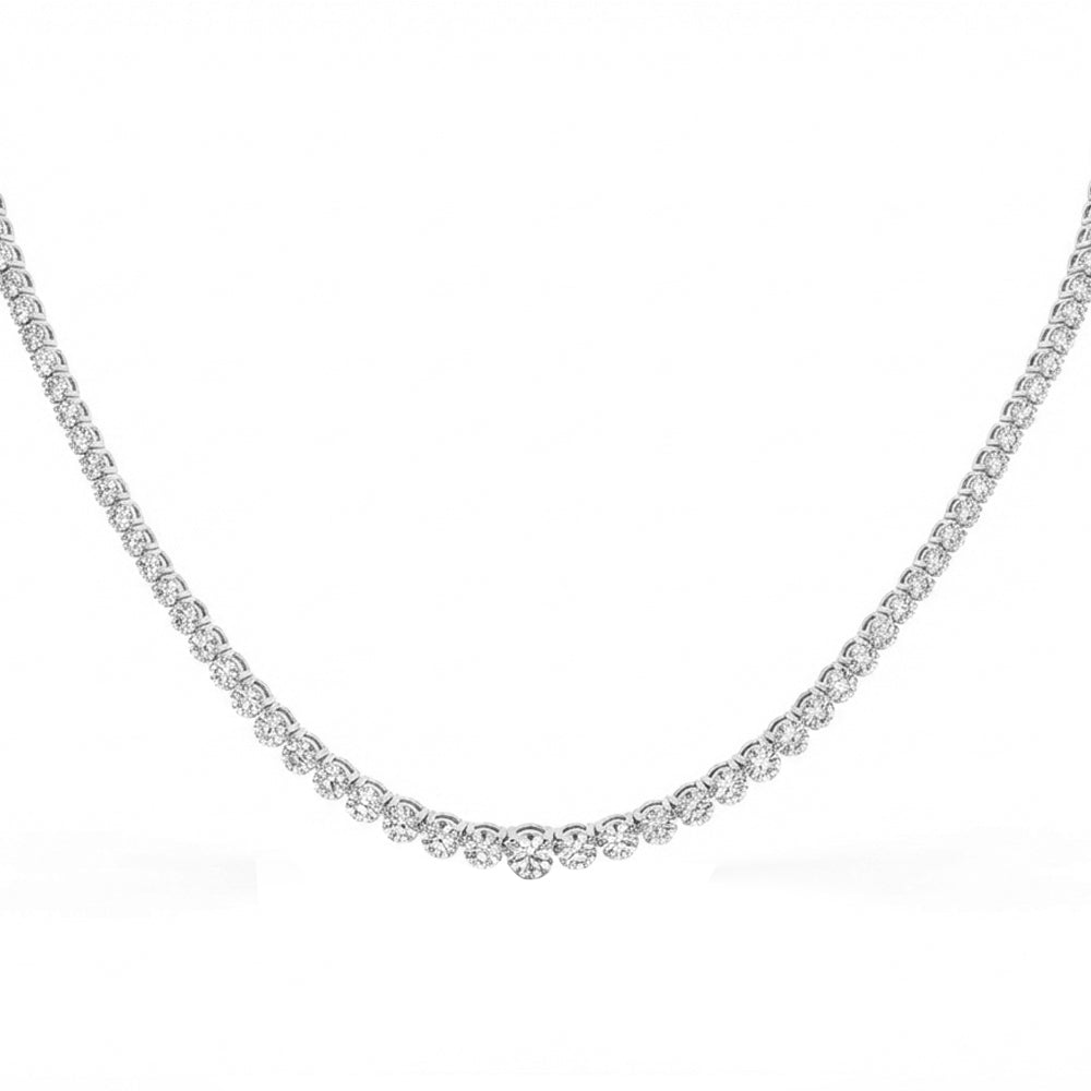 SPECIAL! 4.30ct G SI 14kt White Gold Round Diamond Graduated Tennis Necklace 16" Long