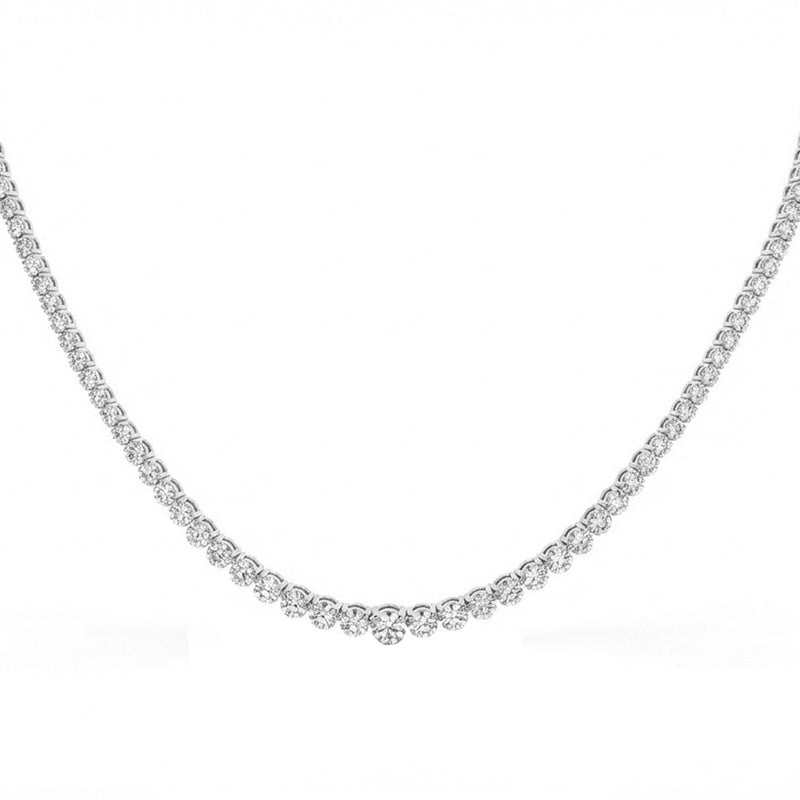 SPECIAL! 4.30ct G SI 14kt White Gold Round Diamond Graduated Tennis Necklace 16" Long