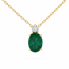 SPECIAL! .83ct G SI 14kt Yellow Gold Diamond & Emerald Gemstone Pendant Necklace 18" Long