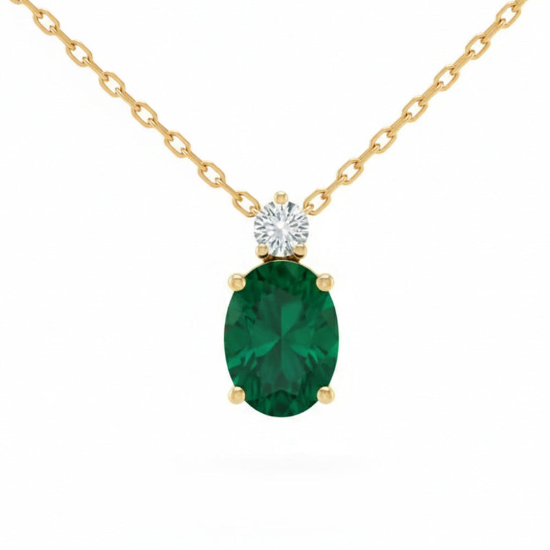 SPECIAL! .83ct G SI 14kt Yellow Gold Diamond & Emerald Gemstone Pendant Necklace 18" Long