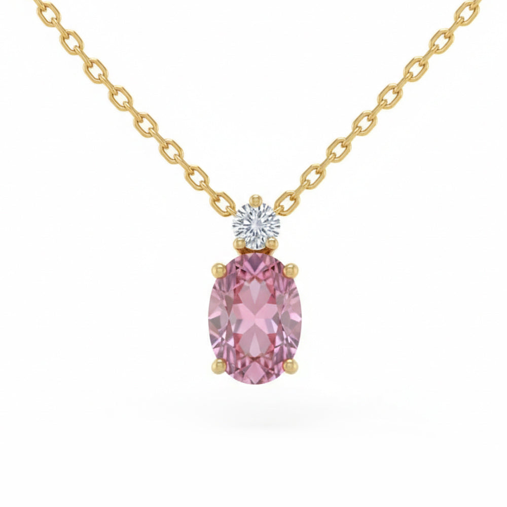 SPECIAL! 1.02ct G SI 14kt Yellow Gold Diamond & Pink Sapphire Gemstone Pendant Necklace 18" Long