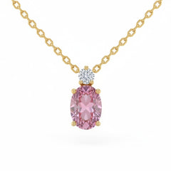 SPECIAL! 1.02ct G SI 14kt Yellow Gold Diamond & Pink Sapphire Gemstone Pendant Necklace 18" Long
