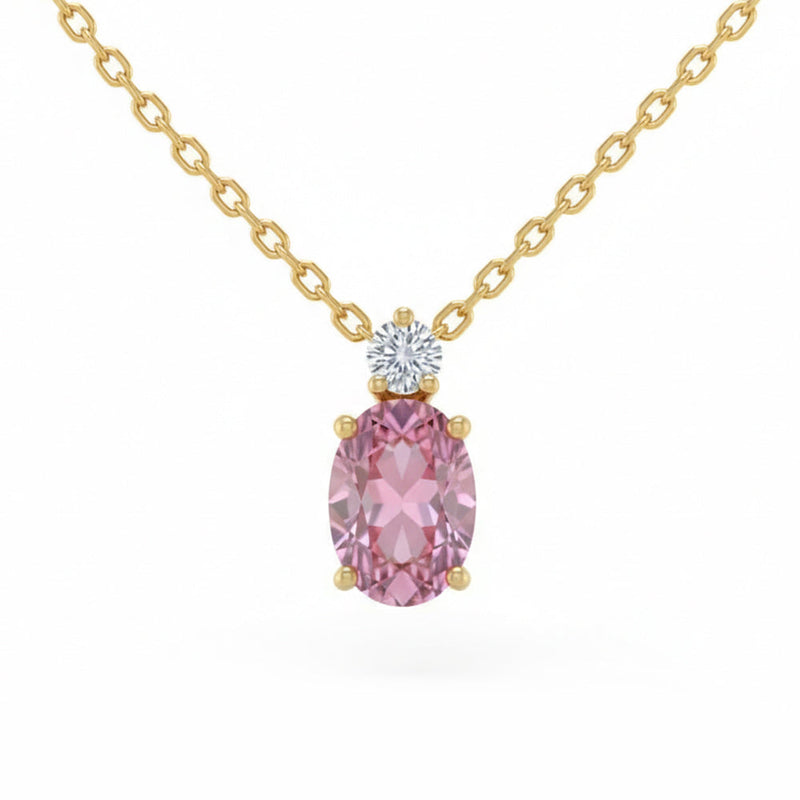 SPECIAL! 1.02ct G SI 14kt Yellow Gold Diamond & Pink Sapphire Gemstone Pendant Necklace 18" Long