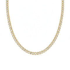 SPECIAL! 11.17ct G SI 14kt Yellow Gold Emerald Cut Diamond Bezel Set Tennis Necklace 16" Long