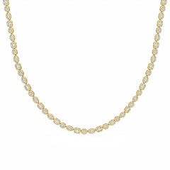 SPECIAL! 7.64ct G SI 14kt Yellow Gold Multi Shape Diamond Bezel Set Tennis Necklace 16+2" Ext Long