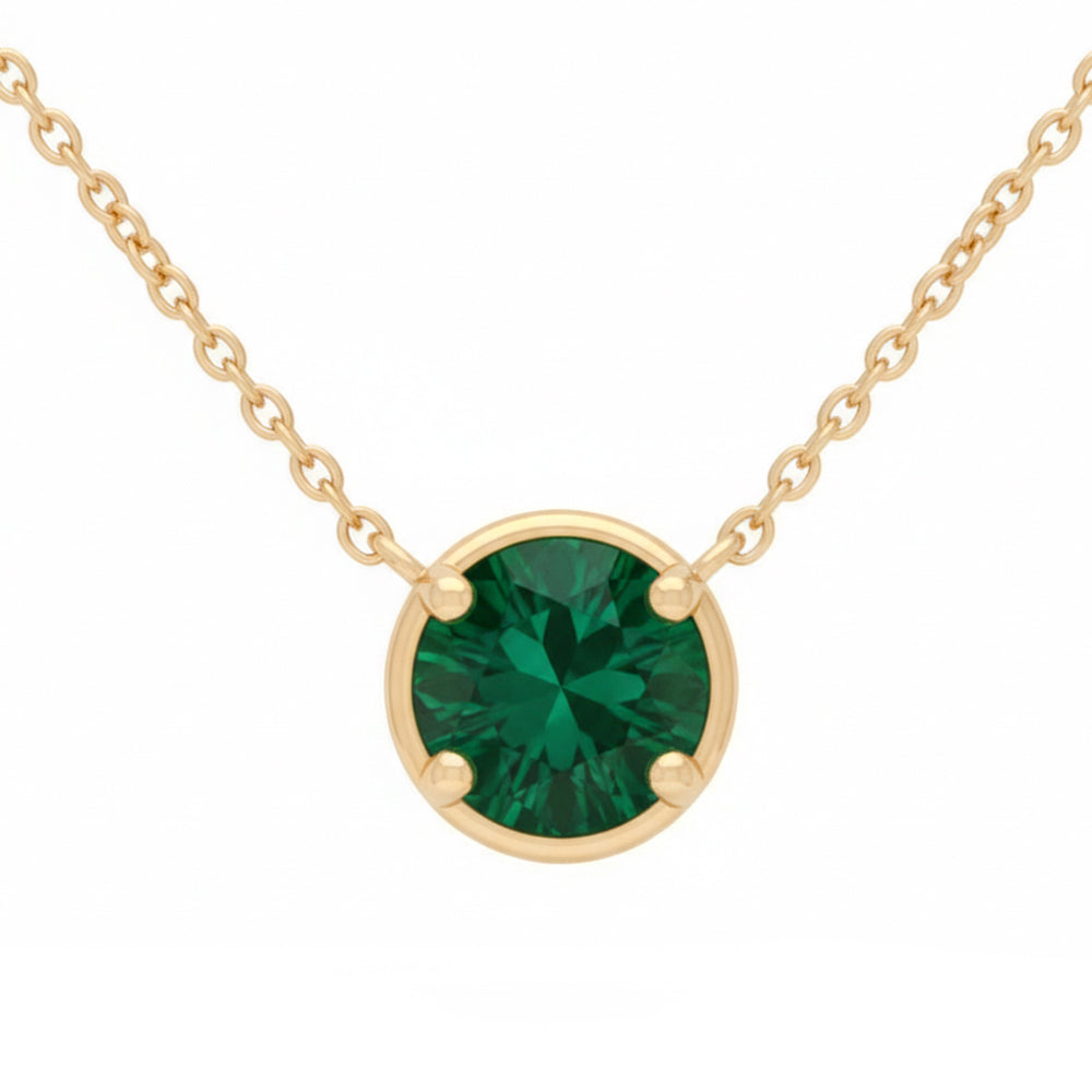 SPECIAL! .78ct 14kt Yellow Gold Emerald Gemstone Pendant Necklace 16+2" Ext Long