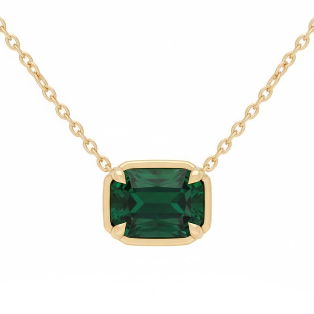 SPECIAL! 1.1ct 14kt Yellow Gold Emerald Gemstone Pendant Necklace 16+2" Ext Long
