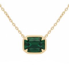 SPECIAL! 1.1ct 14kt Yellow Gold Emerald Gemstone Pendant Necklace 16+2" Ext Long