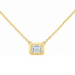 .29ct G SI 14kt Yellow Gold Emerald Cut Diamond Pendant Necklace 16+2" Long