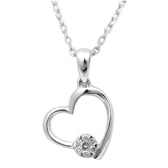DIAMOND CLOSEOUT! Gift for her! .06ct Round Diamond Heart Pendant Necklace 14kt White Gold