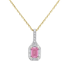 SPECIAL! .69ct G SI 14kt Yellow Gold Diamond & Pink Sapphire Drop Pendant Necklace 18" Long