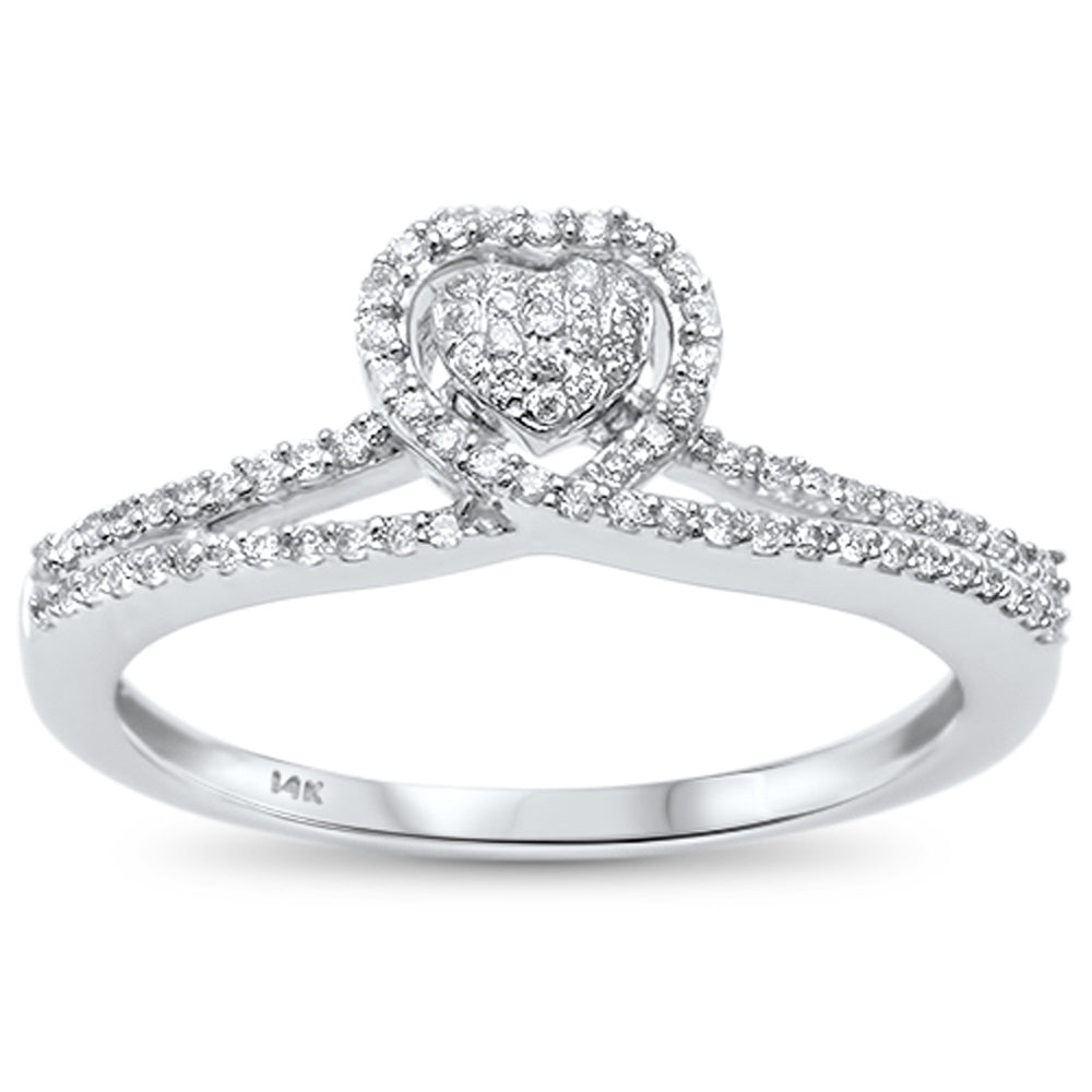 DIAMOND CLOSEOUT! .16ct 14kt White Gold Heart Princess Promise Diamond Ring Size 6.5