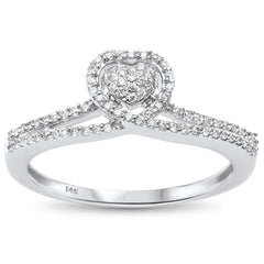 DIAMOND CLOSEOUT! .16ct 14kt White Gold Heart Princess Promise Diamond Ring Size 6.5