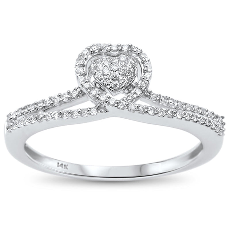DIAMOND CLOSEOUT! .16ct 14kt White Gold Heart Princess Promise Diamond Ring Size 6.5