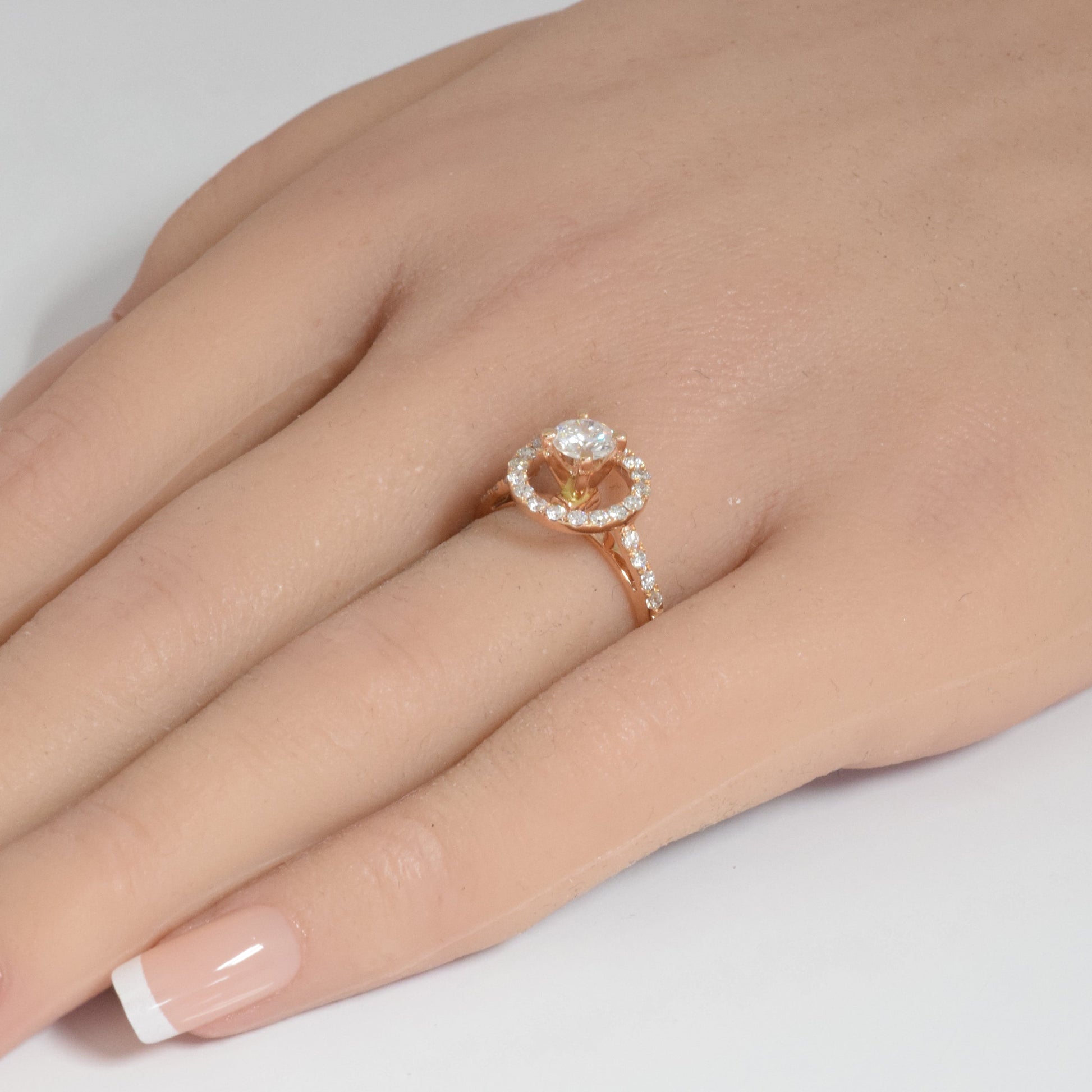 SPECIAL! 1.02ct G SI 14K Rose Gold Diamond Halo Engagement Ring  Size 6.5
