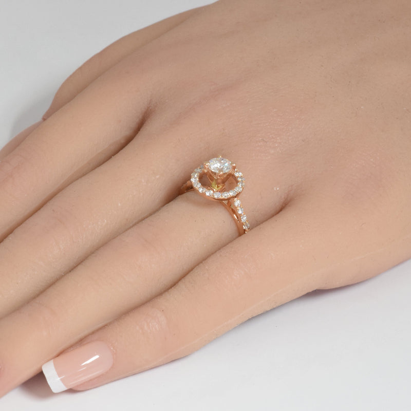 SPECIAL! 1.02ct G SI 14K Rose Gold Diamond Halo Engagement Ring  Size 6.5
