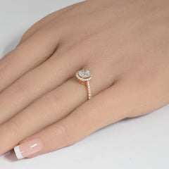 SPECIAL! 1.29ct G SI 14K Rose Gold Round Diamond Halo Engagement Ring Size 6.5