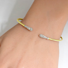 SPECIAL! .24ct G SI 14K Yellow Gold Diamond Flexible Open Bangle Bracelet