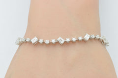 SPECIAL! 4.14ct G SI 14K White Gold Round & Emerald Cut Diamond Bracelet 7"