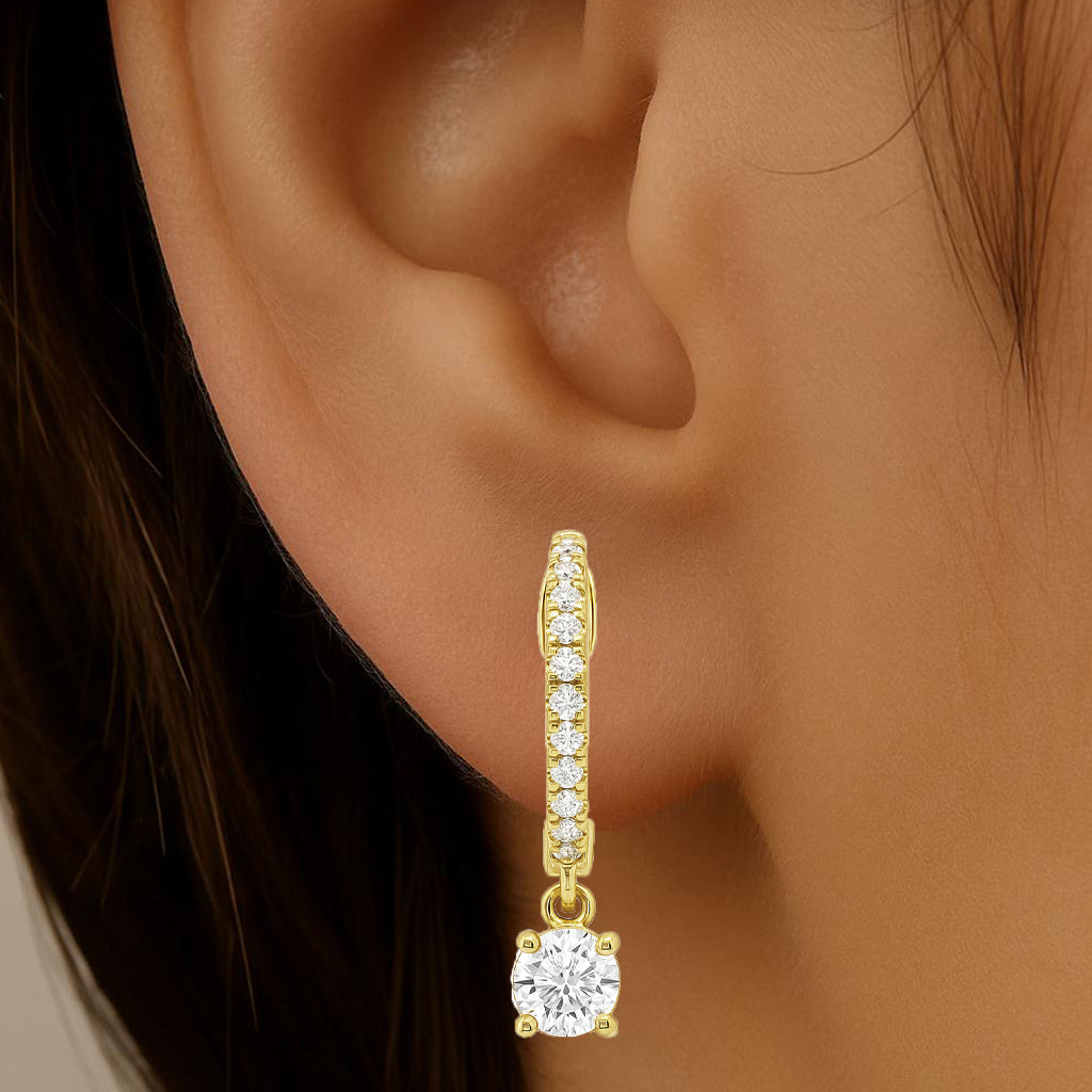 SPECIAL!.33ctct G SI 14K Yellow Gold Diamond Hoop Huggie Earrings