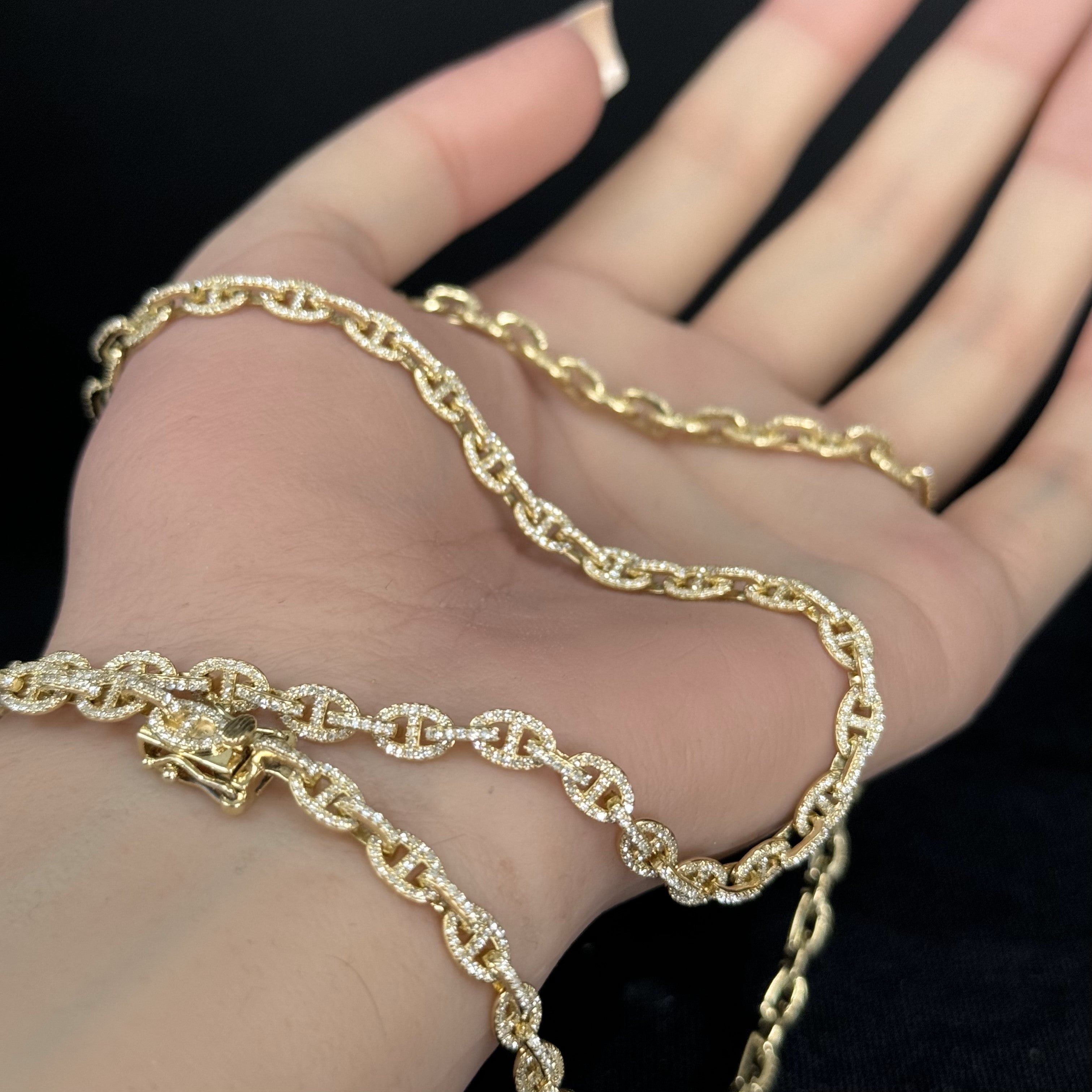 SPECIAL!3.45ct G SI 14K Yellow Gold Diamond Mariner Link Chain Necklace 22' Long
