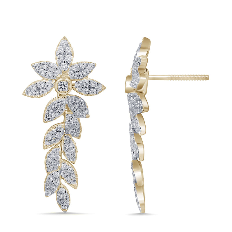DIAMOND CLOSEOUT! 1.20ct G SI 14K Yellow Gold leaf Drop Earrings