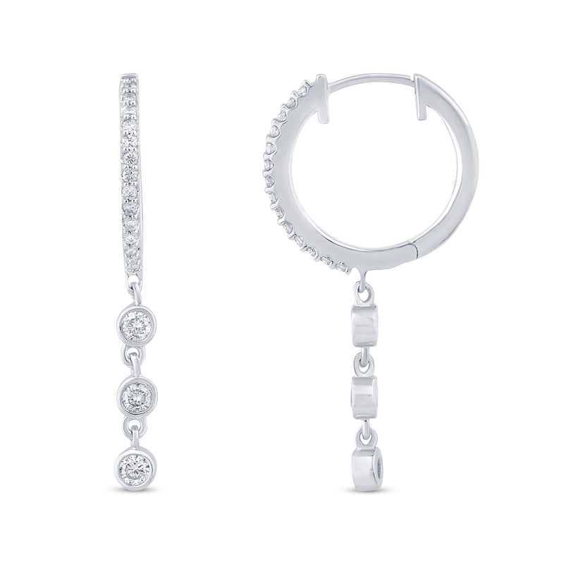 SPECIAL! .42ct G SI 14K White Gold Diamond Hoop Dangling Post & Click Earrings