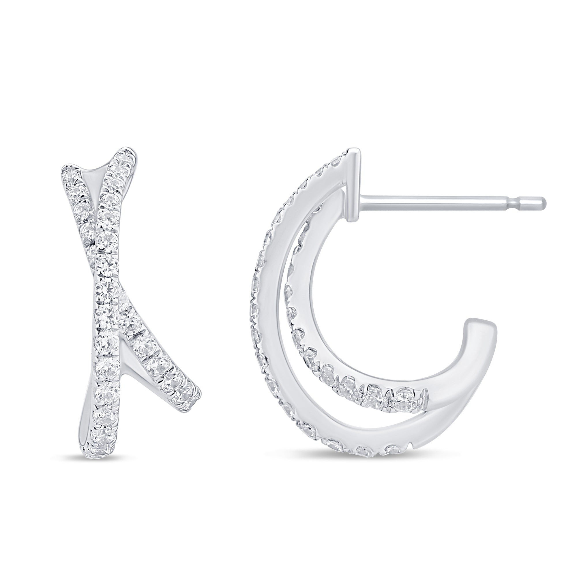 SPECIAL! .44ct G SI 14K White Gold Diamond Twisted J Hoop Earrings