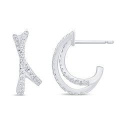 SPECIAL! .44ct G SI 14K White Gold Diamond Twisted J Hoop Earrings