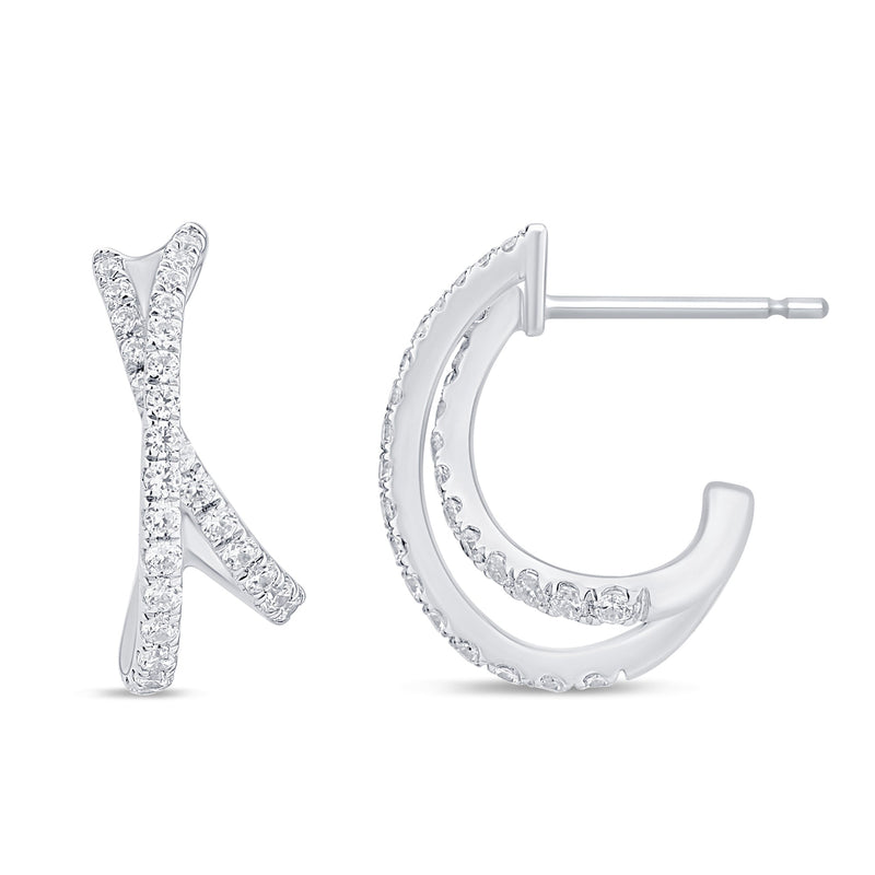 SPECIAL! .44ct G SI 14K White Gold Diamond Twisted J Hoop Earrings