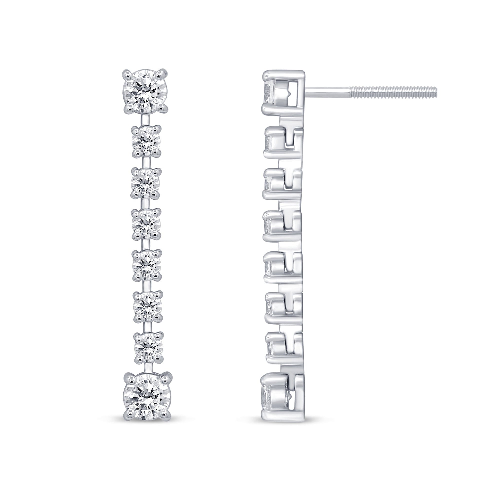 SPECIAL! 1.04ct G SI 14K White Gold Diamond Drop Earrings Screw Back