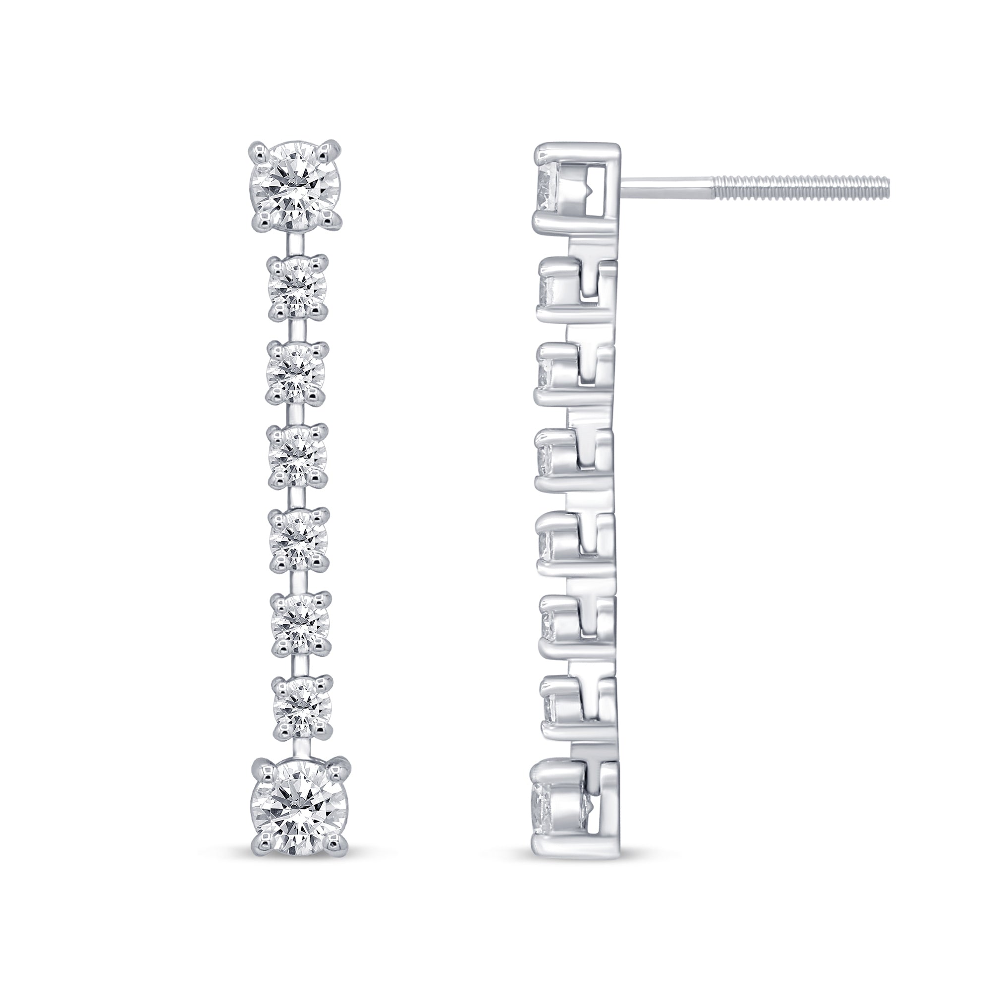 SPECIAL! 1.04ct G SI 14K White Gold Diamond Drop Earrings Screw Back