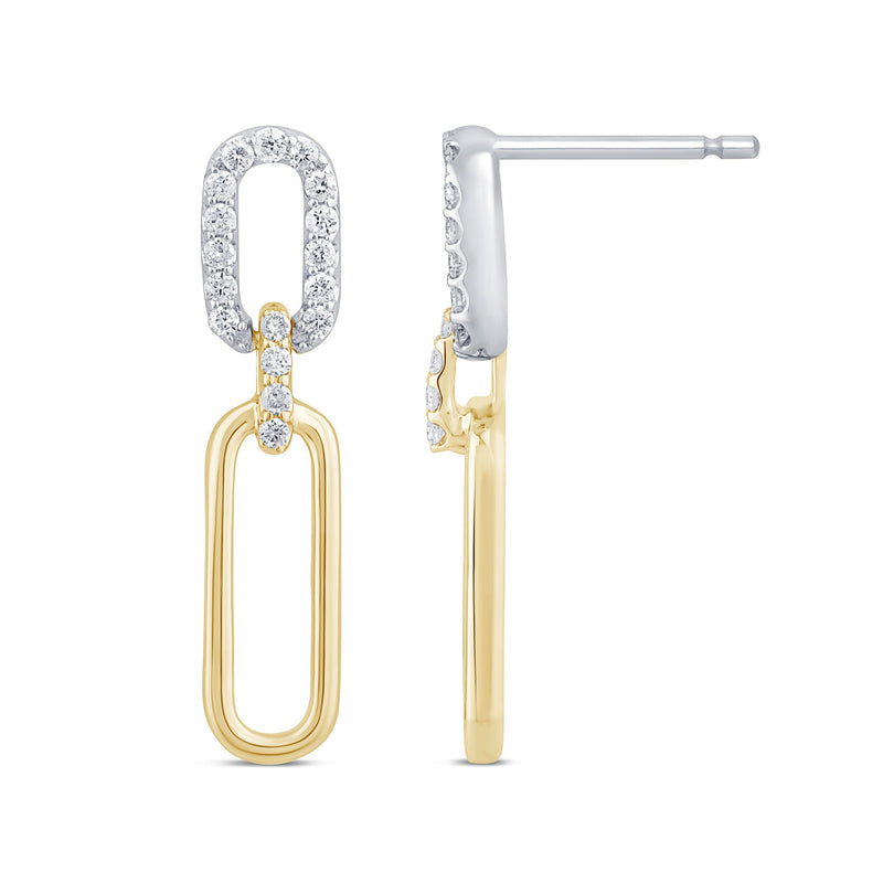 SPECIAL! . .23ct G SI 14K Yellow Gold/White Gold Diamond Paperclip Style Earrings