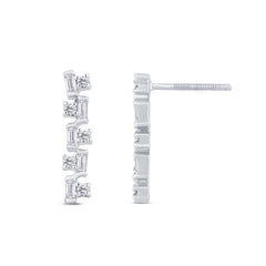 .20ct G SI 14K White Gold Diamond Round & Baguette Earrings